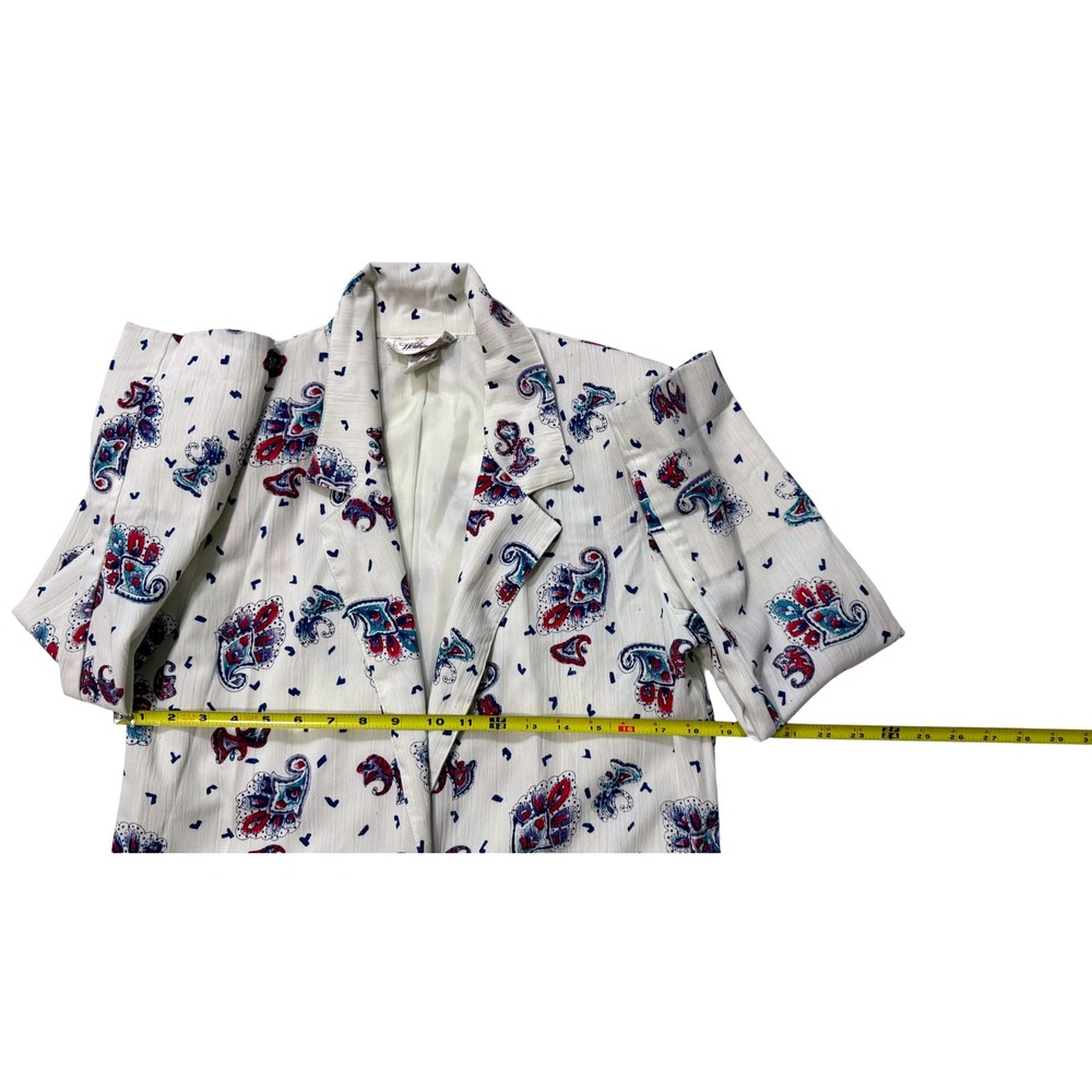 VTG Worthington‎ Paisley Print Blazer Jacket White Red Blue USA  in Women Size 6 - Picture 8 of 9